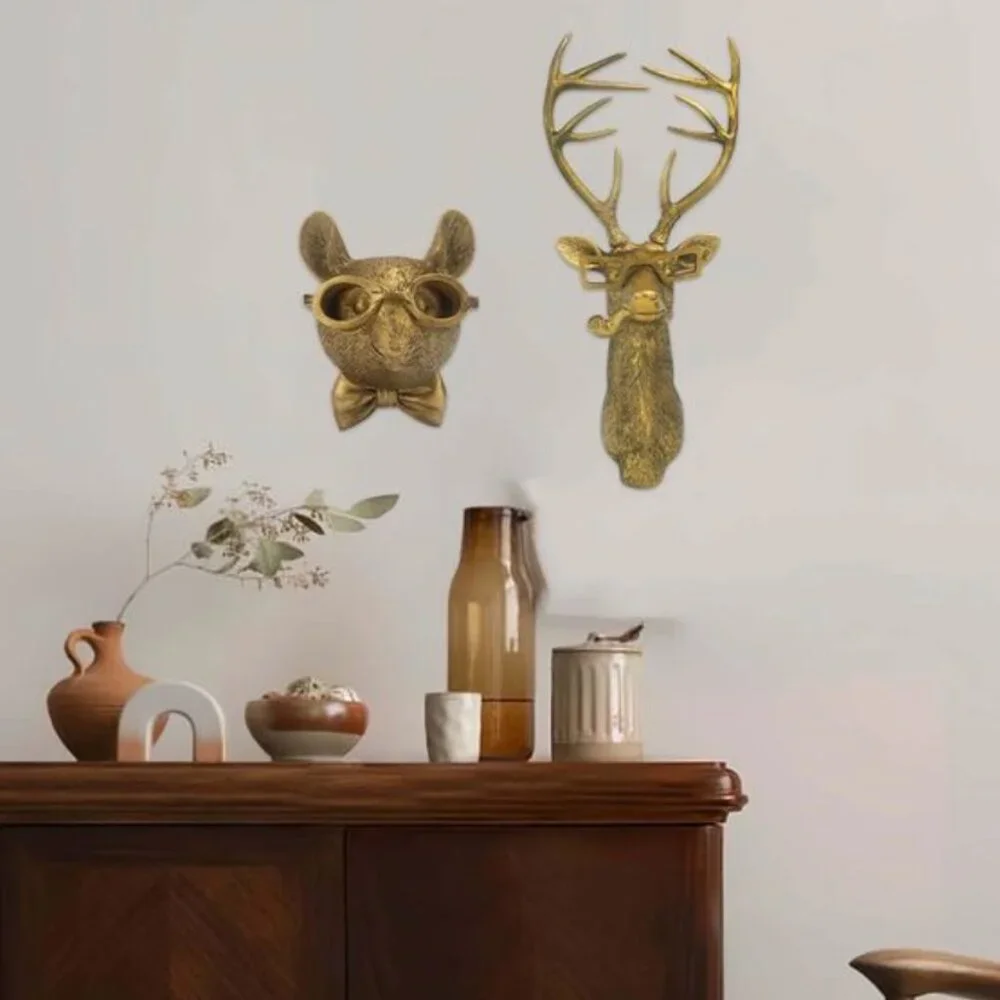 Gold Deer in Glasses Wall Art – Whimsical Statement Décor
